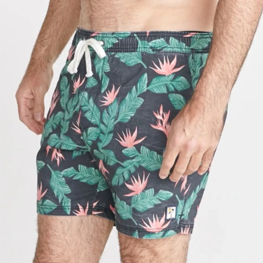 •MARINE LAYER• Hamilton Trunks Faded Black Floral Pocket